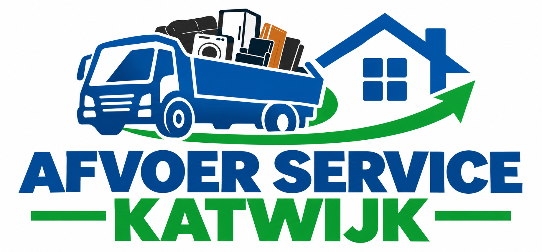 Afvoer Service Katwijk logo met vrachtwagen en huis